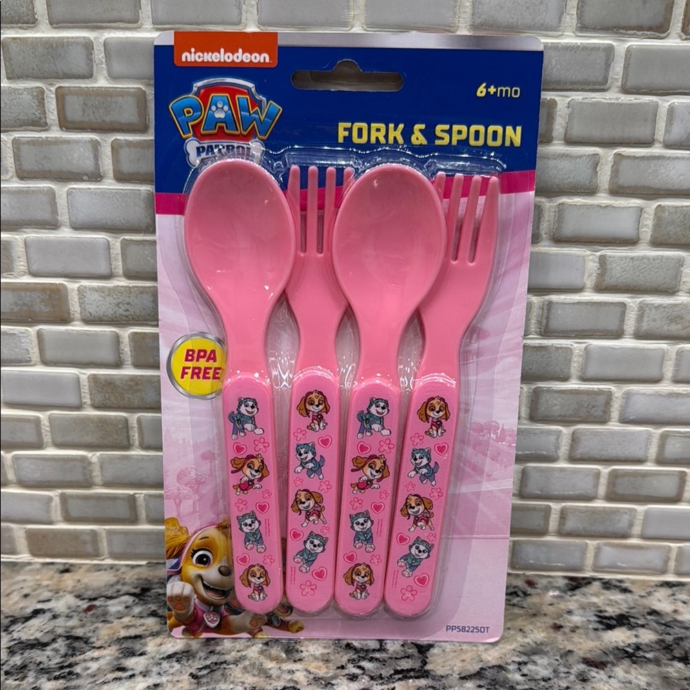 Nickelodeon Pink Fork & Spoon Set - Paw Patrol